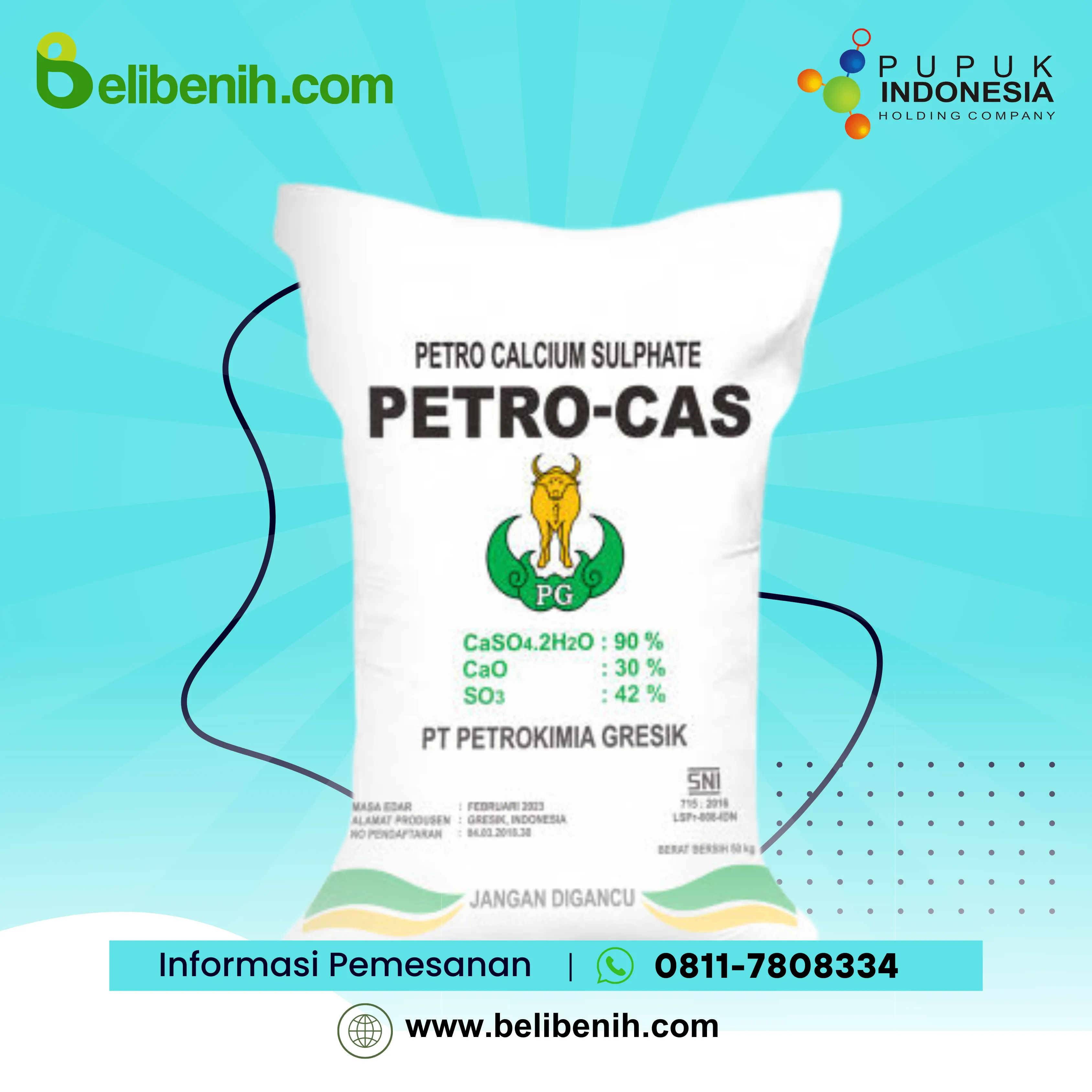 PETRO-CAS (PETRO CALCIUM SULPHATE) | Calcium Sulfate (CaSO4 2H2O)+CaO+SO3 | @50 Kg/Sack