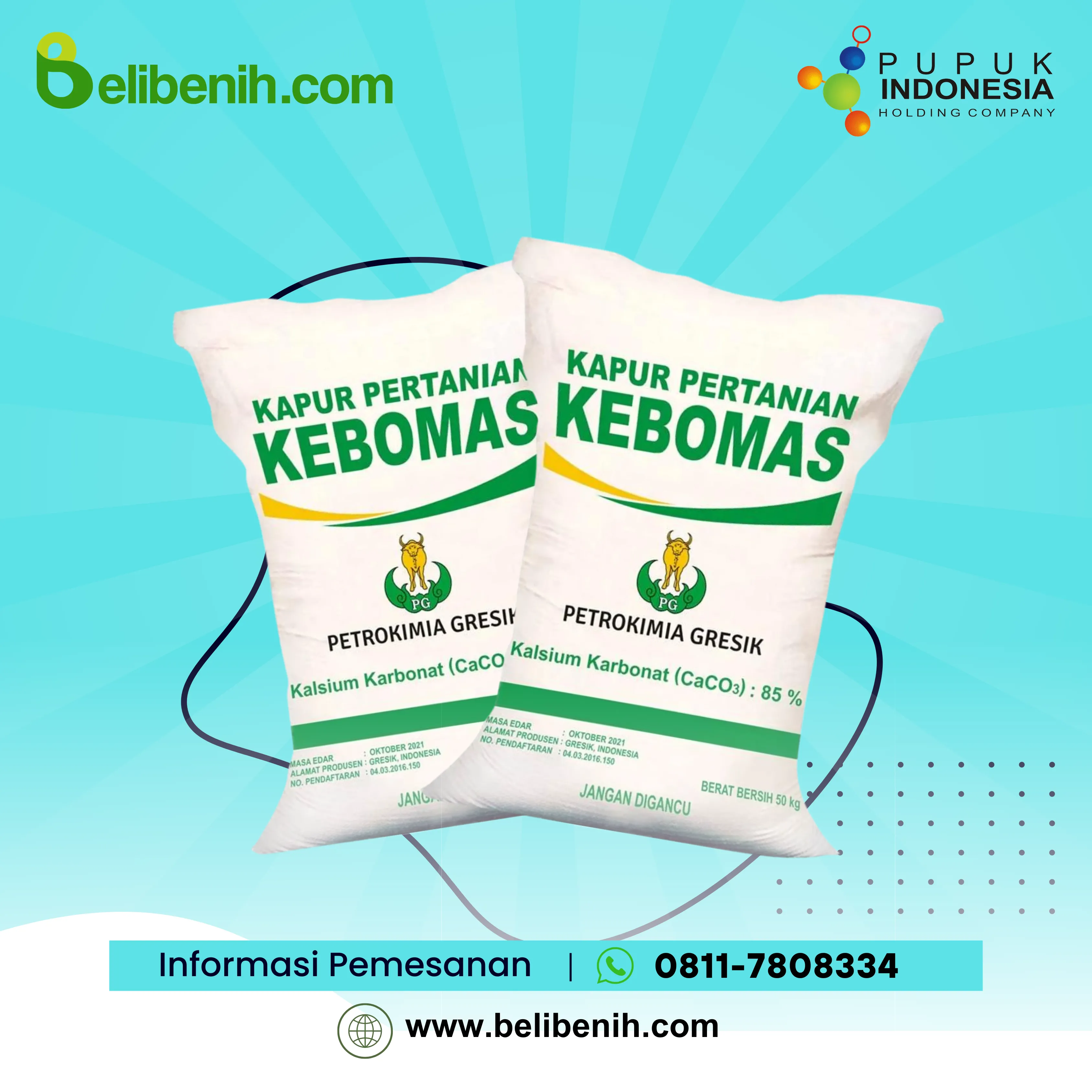 KEBOMAS AGRICULTURAL LIME | Calcium Carbonate (Ca CO3)+Magnesium Carbonate (MgCO3) | @50 Kg/Sack