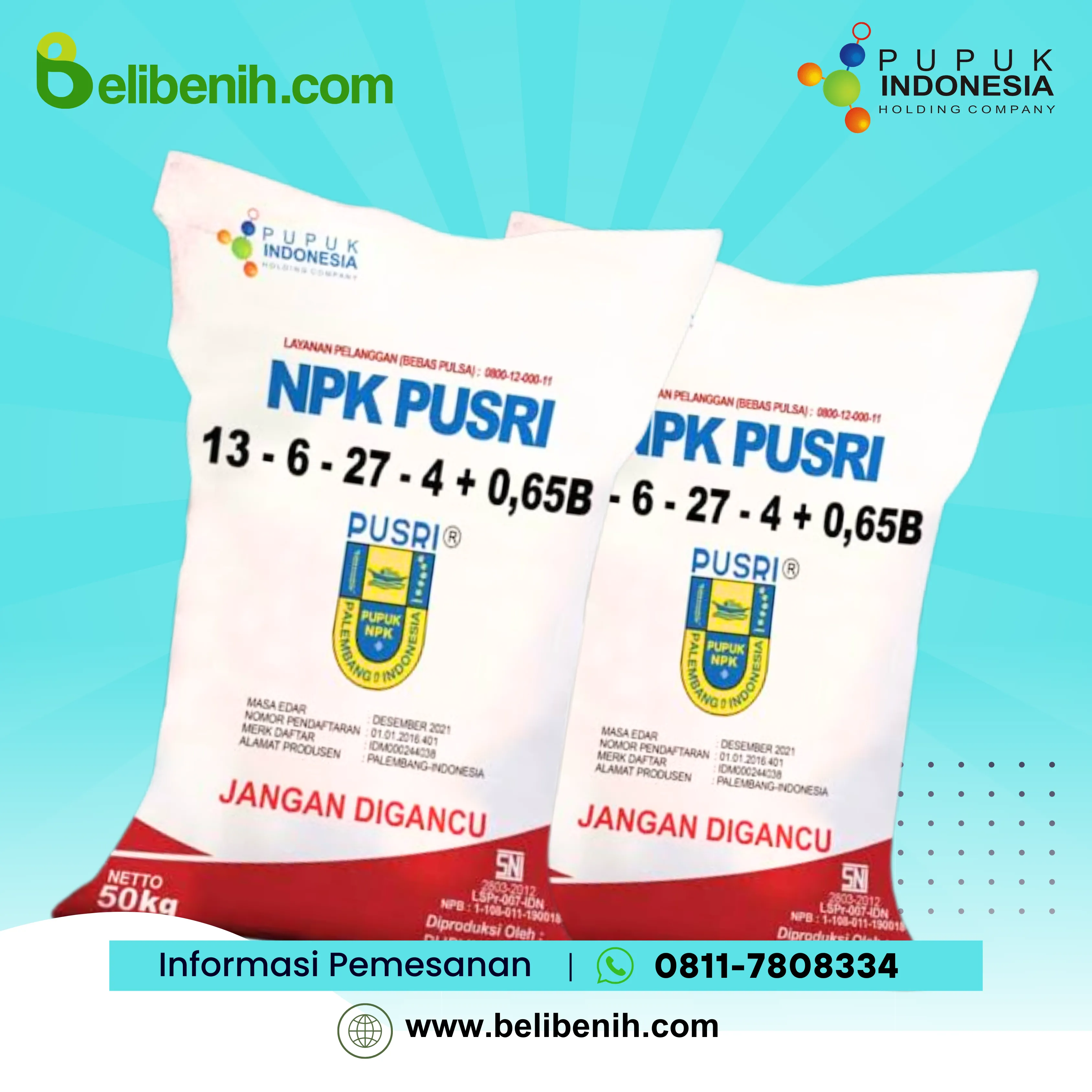 'PUPUK NPK 13-6-27-4+0,65B'